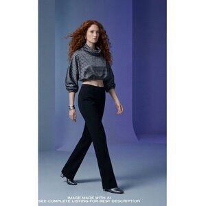 Y2K Bryn Walker Blouse XS Crop Bubble Hem Funnel Neck Lagenlook Houndstooth